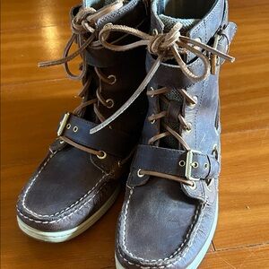 Sperry Brown Leather Lace-Up Ankle Booties